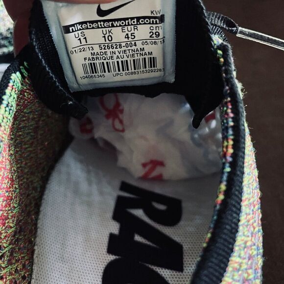 NIKE FLYKNIT RACER MULTICOLOR Rainbow 2016 MENS 11 US 526628-004 Version 1 2013 - Picture 6 of 8